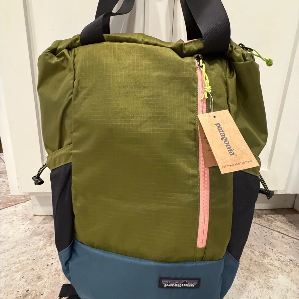 Patagonia Green and Blue Backpack with Pink Accent - Picture 4 of 9